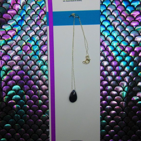 Iolite Faceted Drop Gemstone 18" Dainty Necklace - Picture 2 of 4